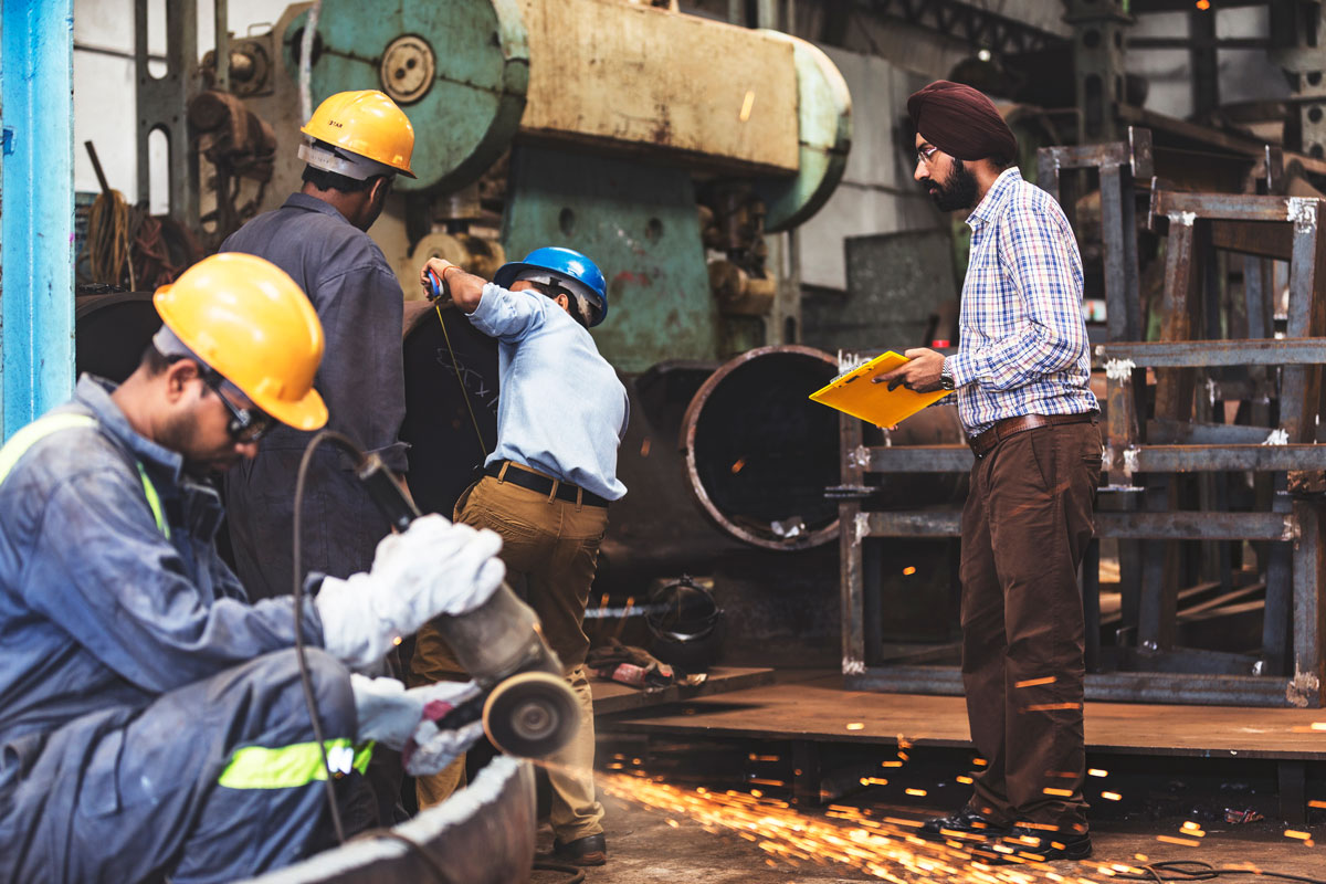 Manufacturing team working on the factory floor